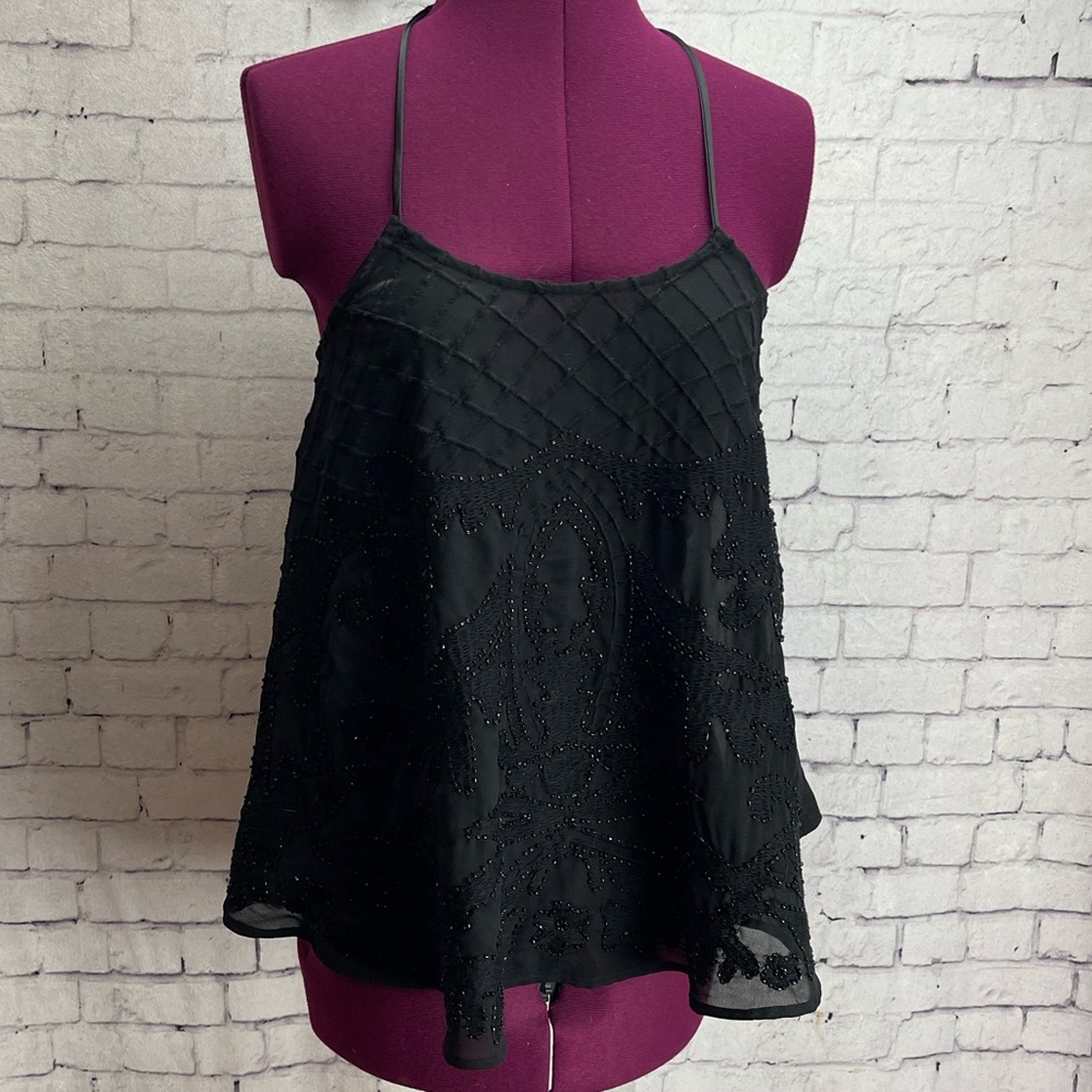 Sixes And Sevens size small black beaded tank top